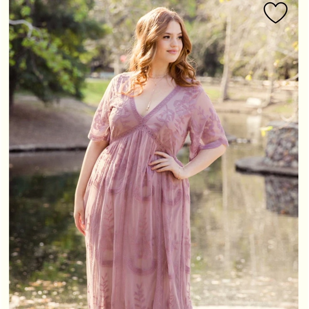 Pinkblush maternity lace overlay dress
